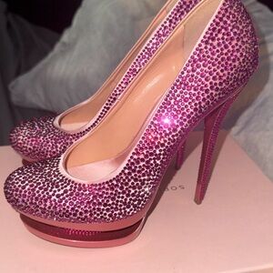 Gianmarco Lorenzi Pink Crystal Platform Stiletto Pumps